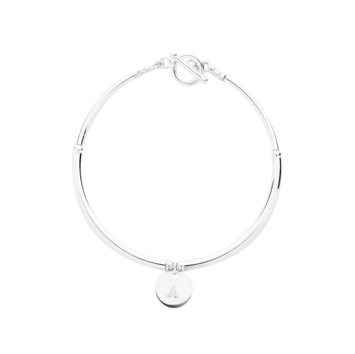 Personalised Initial Simplicity Bracelet in Silver