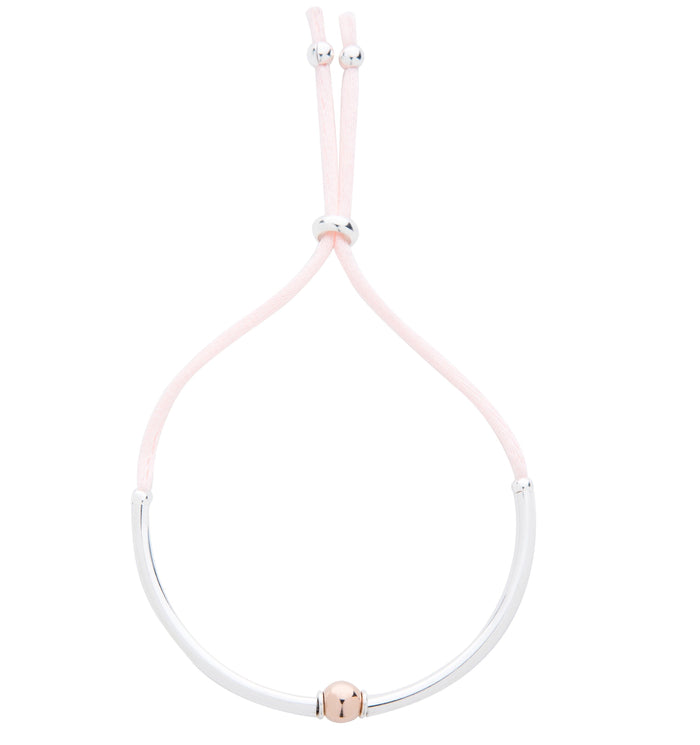 Unity Friendship Bracelet in Sterling Silver + Rose Gold Plated Sterling Silver + Soft Pink