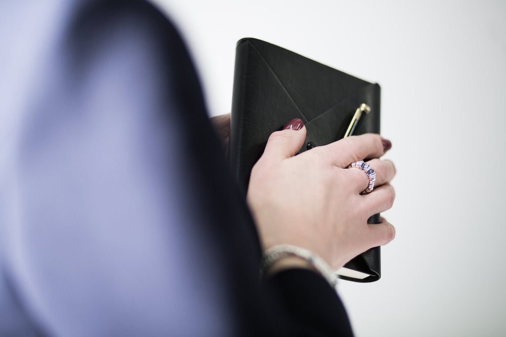 Fluidity Flexi Ring in Sterling Silver and Swarovski + Navy Blue