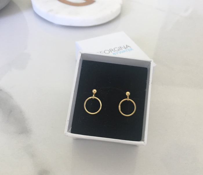 Circle Drop Earrings in Gold Plated Sterling Silver