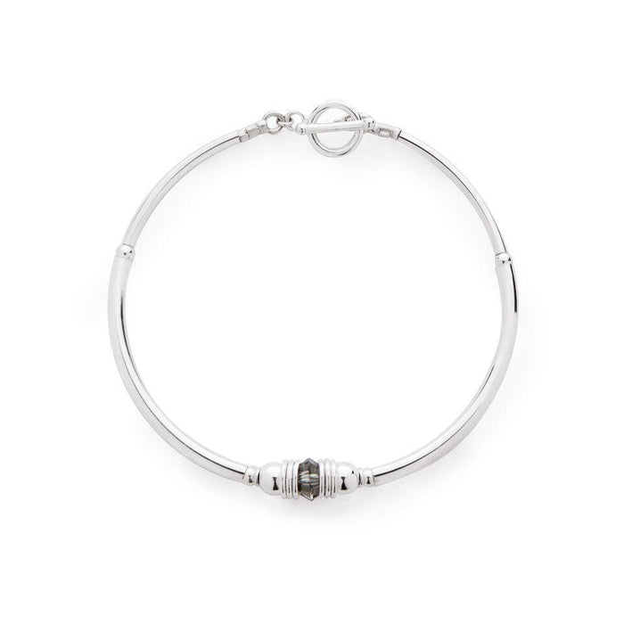Purity Bracelet in Sterling Silver with Swarovski Crystal + Khaki Grey