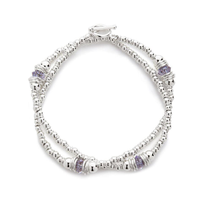 Cluster Bracelet in Silver with Swarovski Crystal + Grey/Mauve