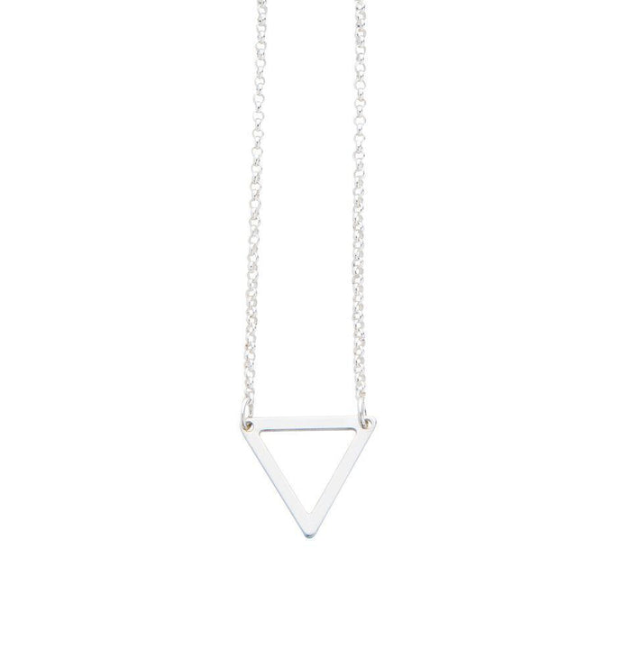 Geometric Triangle Necklace in Silver