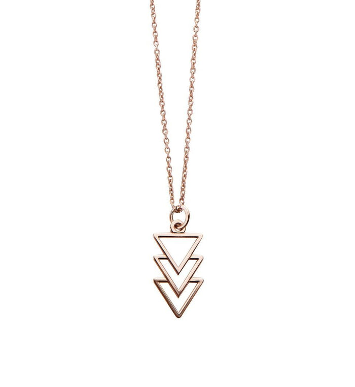 Triple Triangle Necklace in Rose Gold
