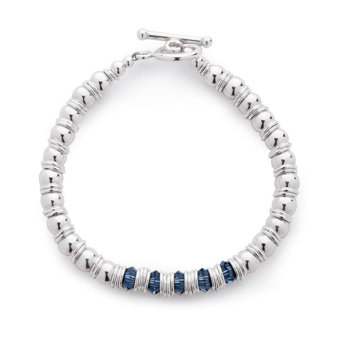 Fluidity Bracelet in Silver and Swarovski + Navy Blue