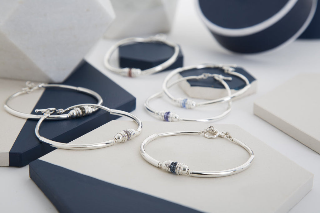 Purity Bracelet in Sterling Silver with Swarovski Crystal + Navy Blue