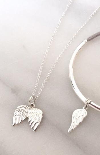 Personalized Photo Memorial Rhinestone Angel Wings Silver Necklace – Keep  It Simple Gifts
