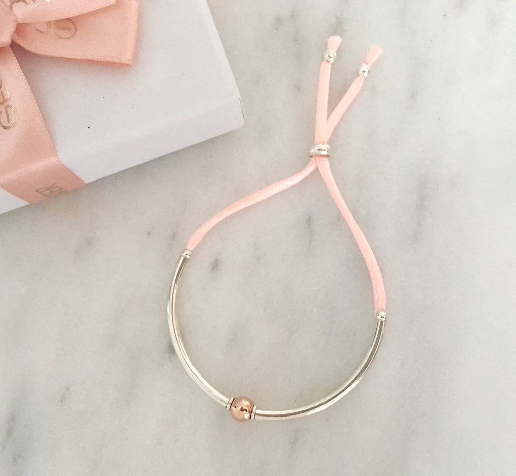 Unity Friendship Bracelet in Silver + Rose Gold Plated Sterling Silver