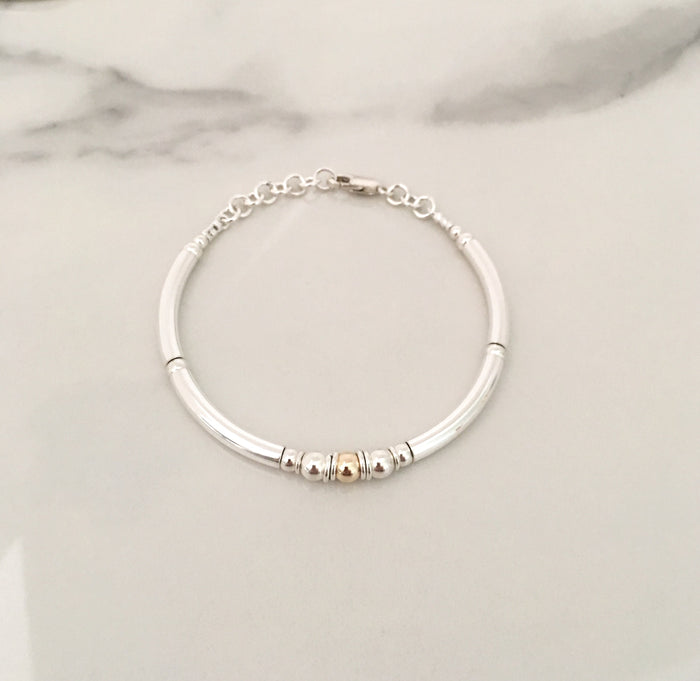 New Simplicity Cluster Bracelet in Sterling Silver + 9ct Yellow Gold