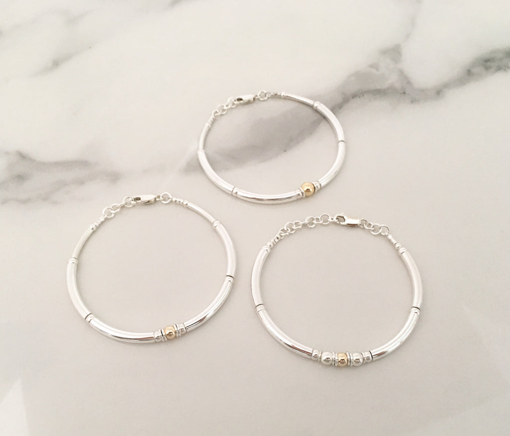 New Simplicity Cluster Bracelet in Sterling Silver + 9ct Yellow Gold