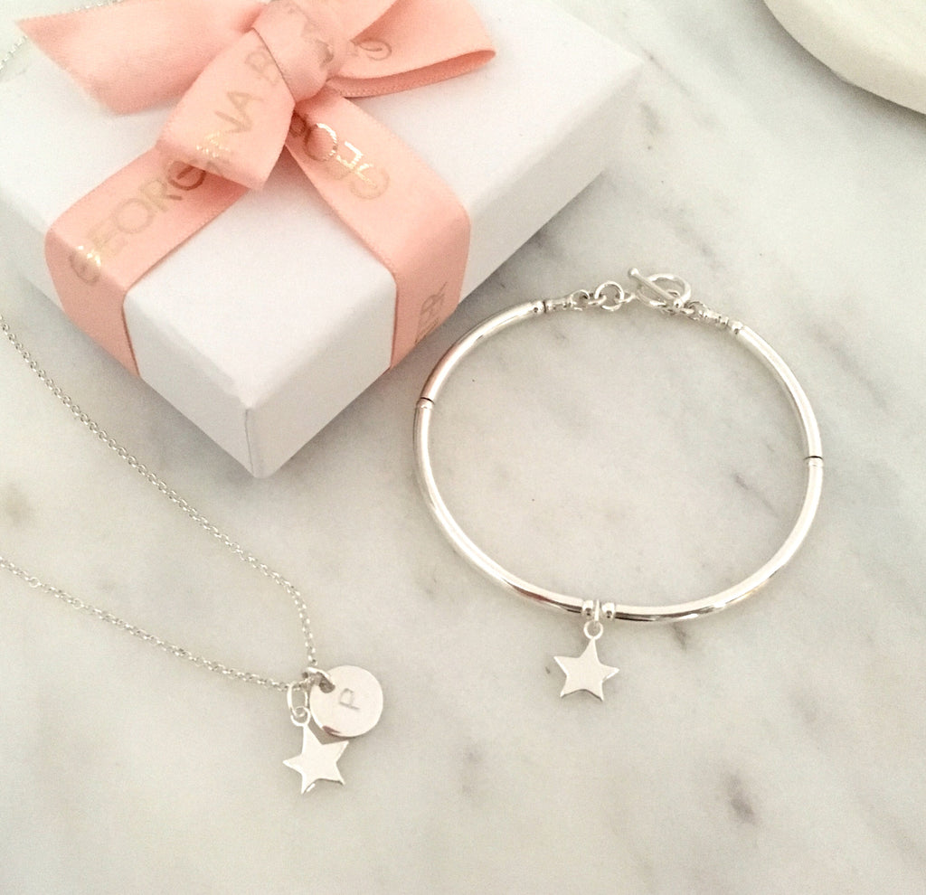 Personalised Star Initial Necklace in Silver
