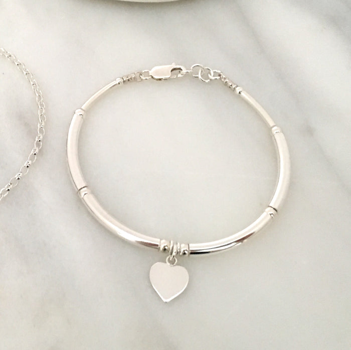 New Heart Tag Simplicity Bracelet in Sterling Silver