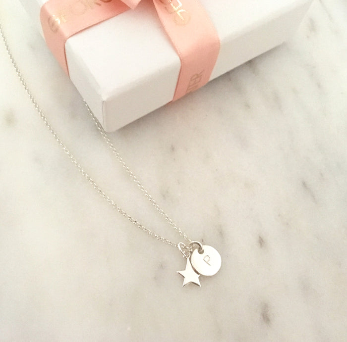 Personalised Star Initial Necklace in Silver